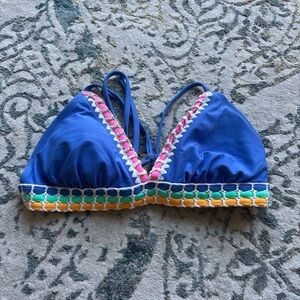 Xhilaration Blue and Pink Bikini with Sporty Crochet Trim